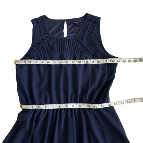 As U Wish Women' 9 Navy Sleeveless Round Neck Lined Chiffon Mini Dress - Picture 10 of 16
